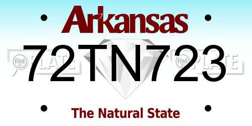 72TN723 Arkansas License Plate