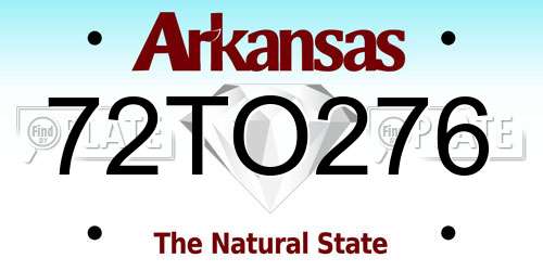 72TO276 Arkansas License Plate