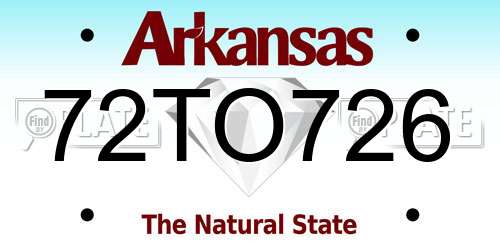 72TO726 Arkansas License Plate