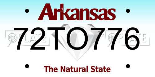 72TO776 Arkansas License Plate