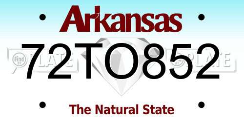 72TO852 Arkansas License Plate
