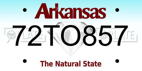 72TO857 Arkansas License Plate