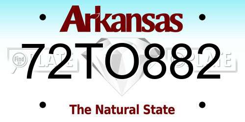 72TO882 Arkansas License Plate