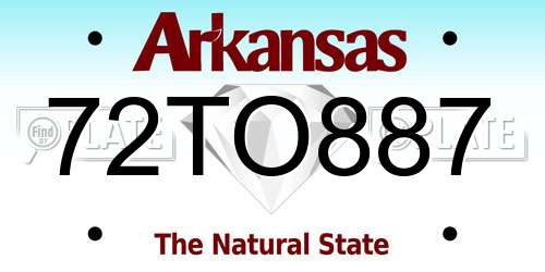 72TO887 Arkansas License Plate