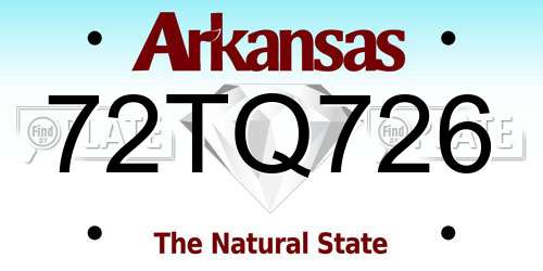 72TQ726 Arkansas License Plate