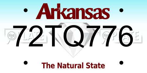 72TQ776 Arkansas License Plate