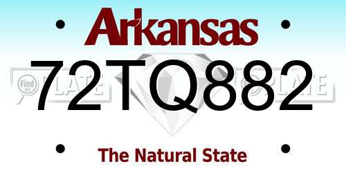 72TQ882 Arkansas License Plate
