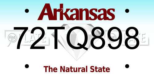 72TQ898 Arkansas License Plate
