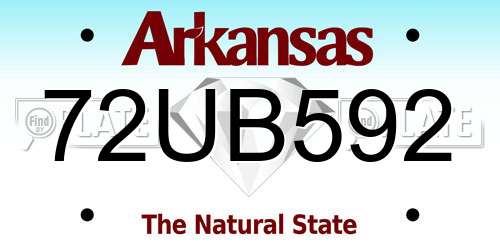 72UB592 Arkansas License Plate