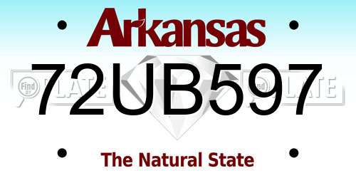 72UB597 Arkansas License Plate