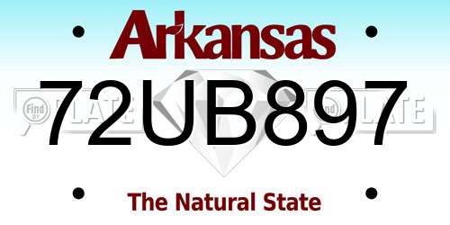72UB897 Arkansas License Plate