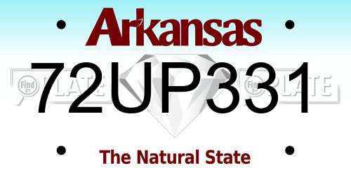 72UP331 Arkansas License Plate