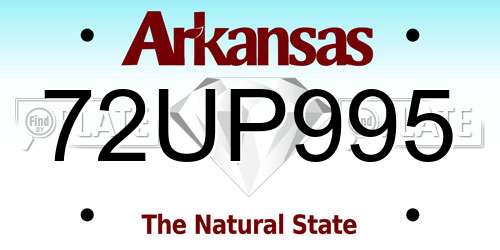 72UP995 Arkansas License Plate