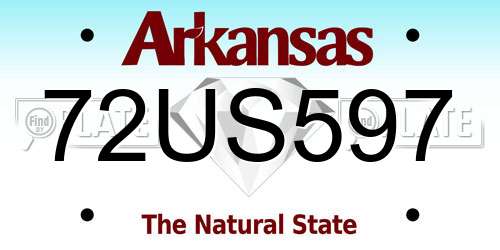72US597 Arkansas License Plate