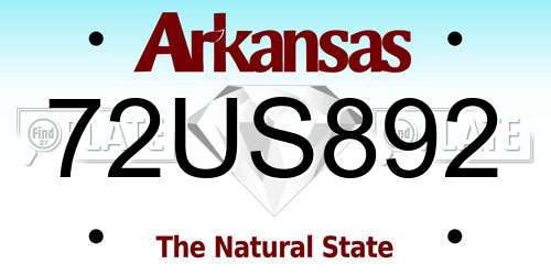 72US892 Arkansas License Plate