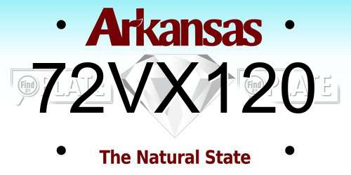 72VX120 Arkansas License Plate