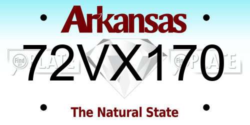 72VX170 Arkansas License Plate