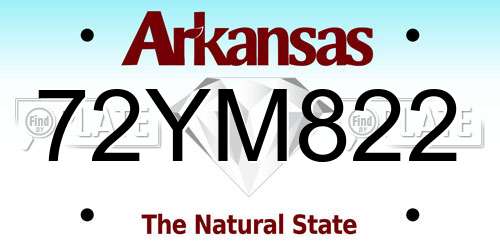 72YM822 Arkansas License Plate