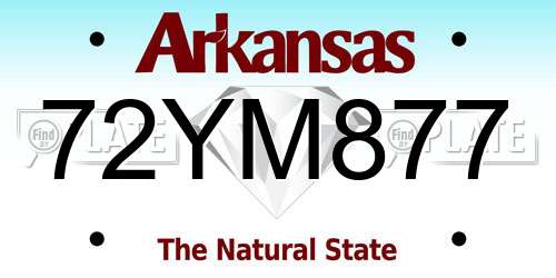 72YM877 Arkansas License Plate