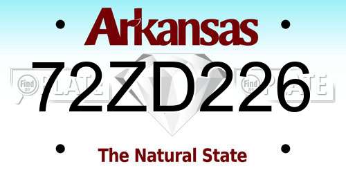 72ZD226 Arkansas License Plate