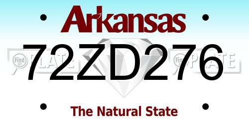 72ZD276 Arkansas License Plate