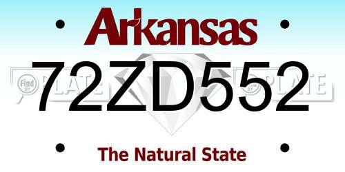 72ZD552 Arkansas License Plate