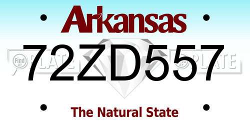 72ZD557 Arkansas License Plate