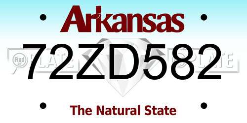 72ZD582 Arkansas License Plate