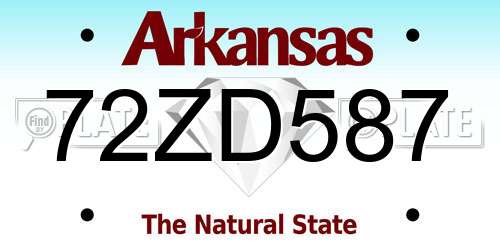 72ZD587 Arkansas License Plate