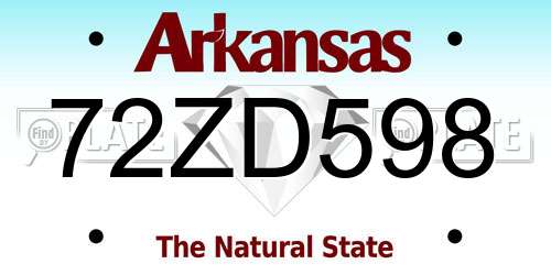 72ZD598 Arkansas License Plate