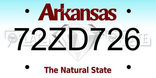 72ZD726 Arkansas License Plate