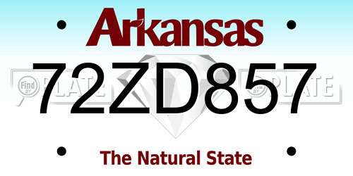 72ZD857 Arkansas License Plate