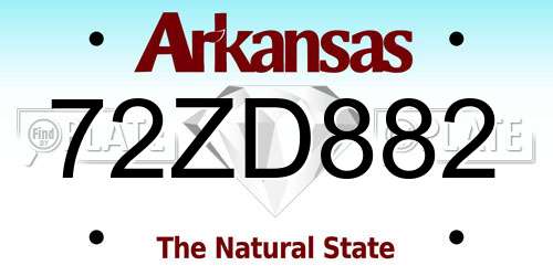 72ZD882 Arkansas License Plate