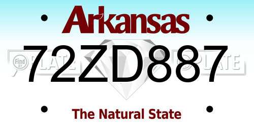 72ZD887 Arkansas License Plate