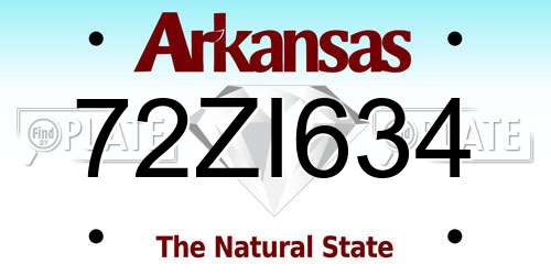 72ZI634 Arkansas License Plate