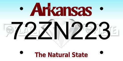 72ZN223 Arkansas License Plate