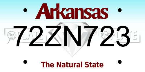 72ZN723 Arkansas License Plate