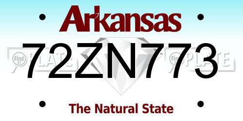 72ZN773 Arkansas License Plate