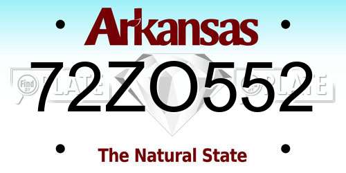 72ZO552 Arkansas License Plate