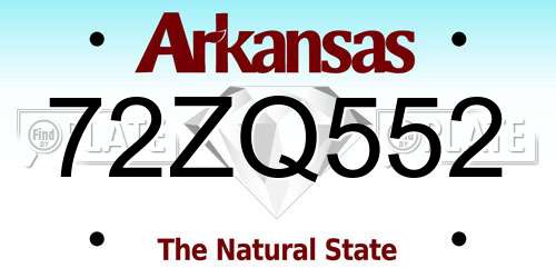 72ZQ552 Arkansas License Plate