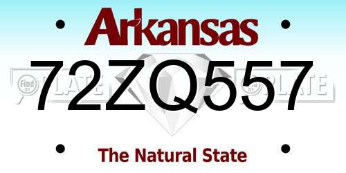 72ZQ557 Arkansas License Plate