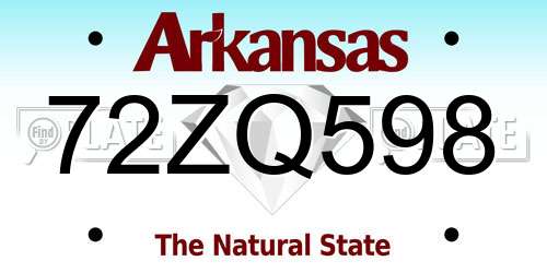 72ZQ598 Arkansas License Plate