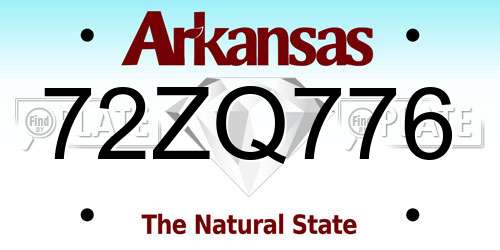 72ZQ776 Arkansas License Plate