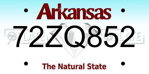 72ZQ852 Arkansas License Plate