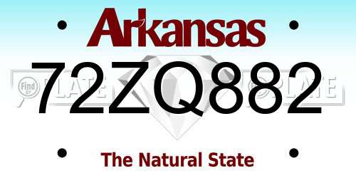 72ZQ882 Arkansas License Plate