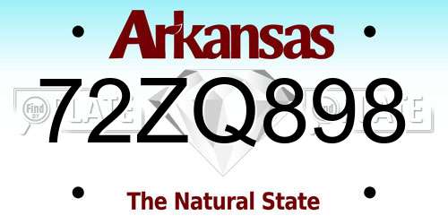 72ZQ898 Arkansas License Plate