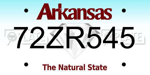72ZR545 Arkansas License Plate