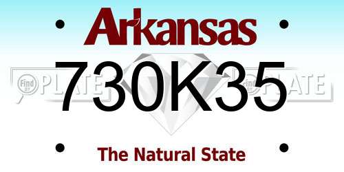 730K35 Arkansas License Plate