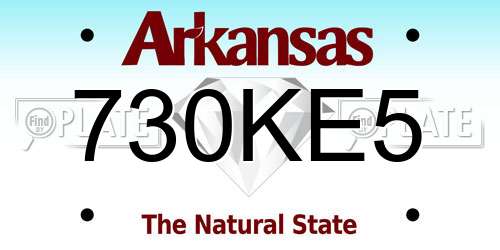 730KE5 Arkansas License Plate