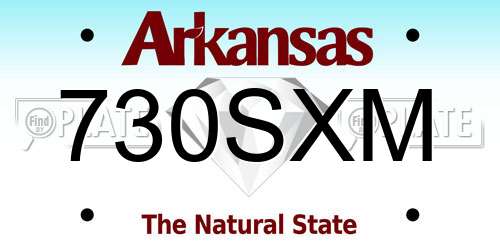 730SXM Arkansas License Plate